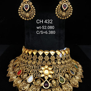 Shinning Diva Multi Colored Stone Studded Necklace With Beautiful Earrings
