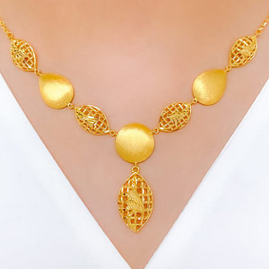 Posh Checkered Marquise Necklace Set