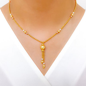 Chic Yellow Pearl Drop Necklace