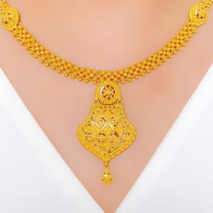 Glistening Chequered Motif Necklace Set