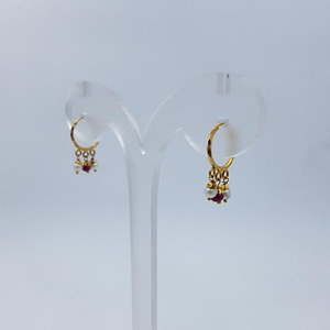 Minimalist Gold Bali Pair with hint of white and red stone