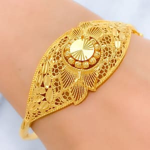 Reflective Floral Filigree Bangle Bracelet