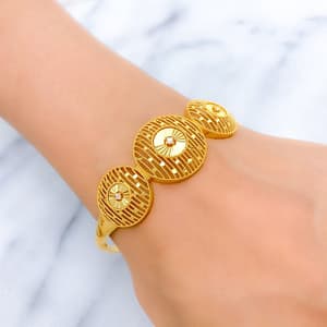Stunning Striped Dome Bangle Bracelet