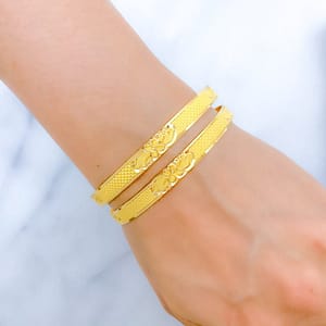 Posh Engraved Floral Bangles