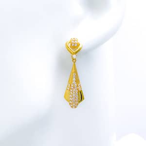 Ritzy Slender CZ Hanging Earrings