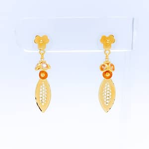 Contemporary Textured Floral Hanging Earrings