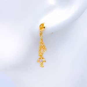 Upscale Beaded Net Gold Earrings