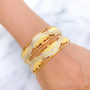 Stately Lotus Wave Bangles