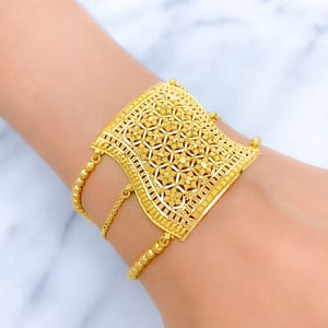 Curved Star Adorned Statement Bracelet
