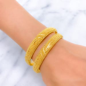 Refined Traditional Leaf Accented Bangles