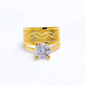 Upscale Wavy CZ Solitaire Ring