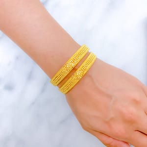 Symmetrical Majestic Petal Bangle Pair