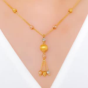 Beautiful ThreeTone Ball Necklace