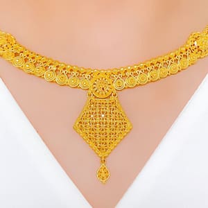 Dressy Floral Mesh Necklace Set