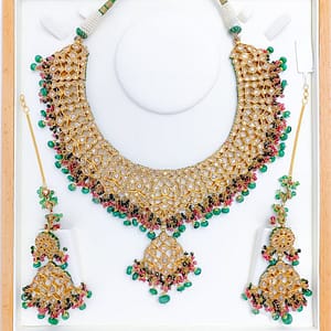 Royal Beaded Kundan Set with Emerald & Ruby