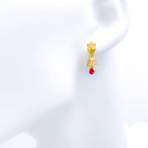 Delightful Tulip Adorned CZ Jhumki