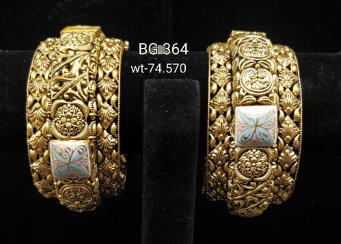 Latest Design Gold Ghat Kara Bangles For Woman