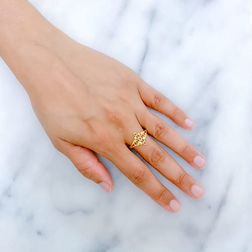 Sparkling Dual Tone Geometric Ring - Image 2