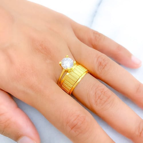 Stately Striped CZ Ring - Image 4