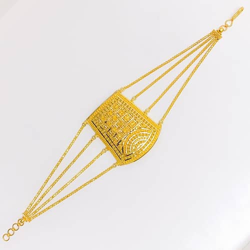 Checkered Flower Statement Bracelet - Image 4