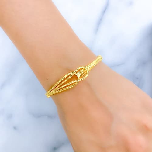 Unique Layered Leaf Bangle Bracelet