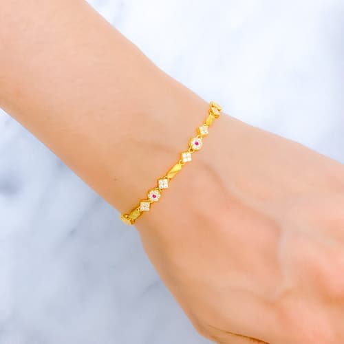 Stylish Floral CZ Bracelet - Image 3