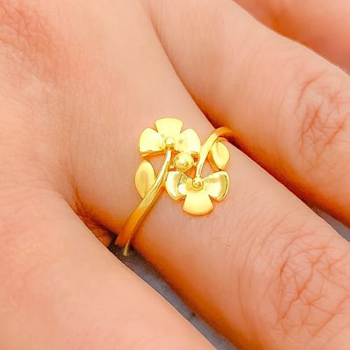 Petite Curved Floral Ring - Image 3