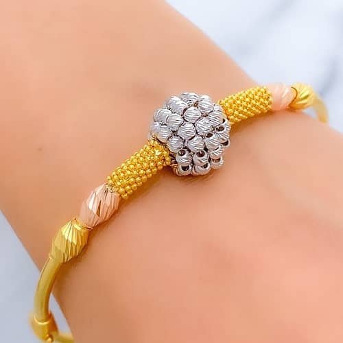 Plush White Gold Bangle Bracelet - Image 2