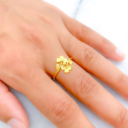 Petite Curved Floral Ring - Image 4