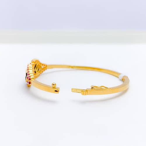 Ruby + Sapphire Floral Bangle Bracelet - Image 4