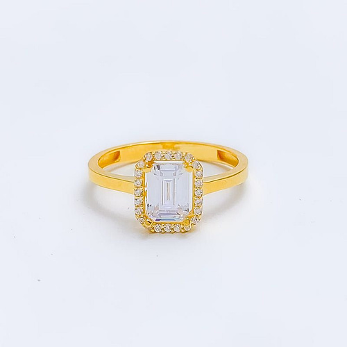 Elevated Emerald Cut CZ Ring