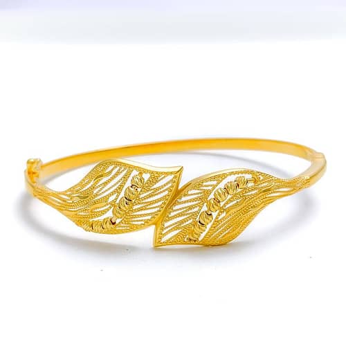 Versatile Layered Leaf Bangle Bracelet - Image 5