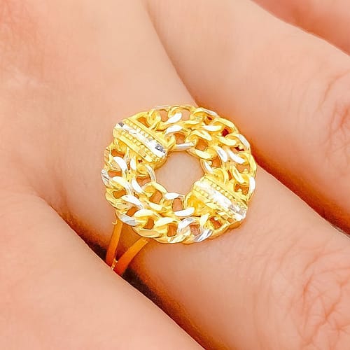 Shiny TwoTone Chain Link Ring - Image 3