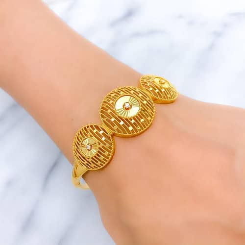 Stunning Striped Dome Bangle Bracelet