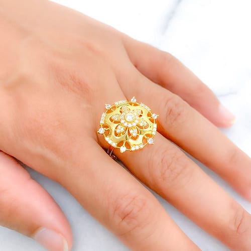 Glowing CZ Flower Statement Ring - Image 3