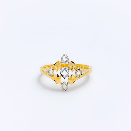 Sparkling Dual Tone Geometric Ring