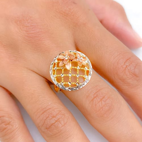 Rose Gold Floral Ring - Image 4