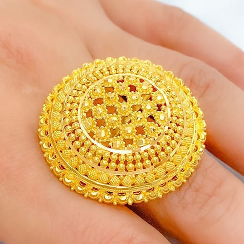 Luscious Detailed Beaded Dome Ring - Image 2