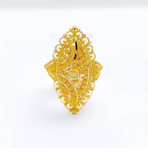 Fancy Traditional Elongated Dome Ring
