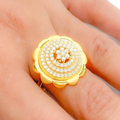 Exclusive Flower Top CZ Statement Ring - Image 4