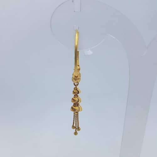 Hoops Gold Bali Pair with three layer latkan - Image 3