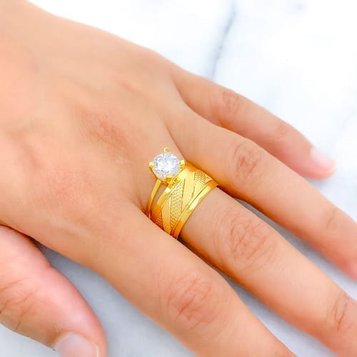 Sand Finish CZ Ring - Image 5