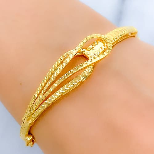 Unique Layered Leaf Bangle Bracelet - Image 2