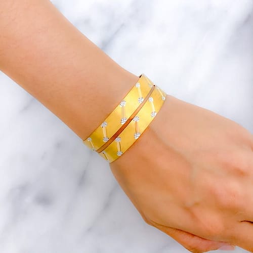 Striking White Gold Accented Bangles - Image 3