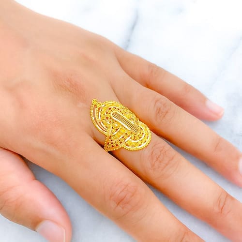 Fancy Oval Mesh Ring - Image 2