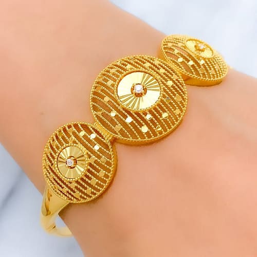 Stunning Striped Dome Bangle Bracelet - Image 2