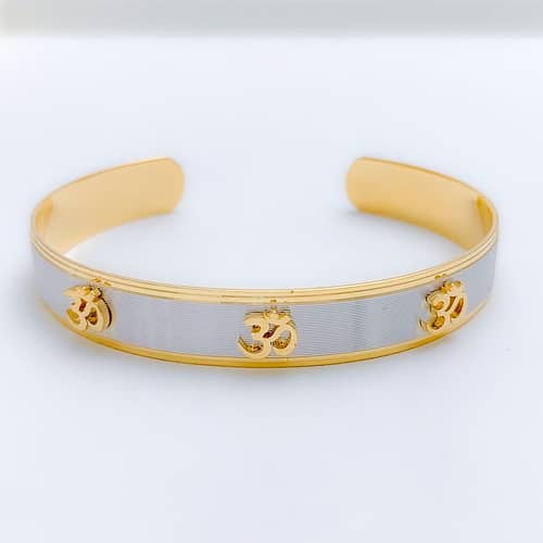 Matte White Gold Om Cuff - Image 4