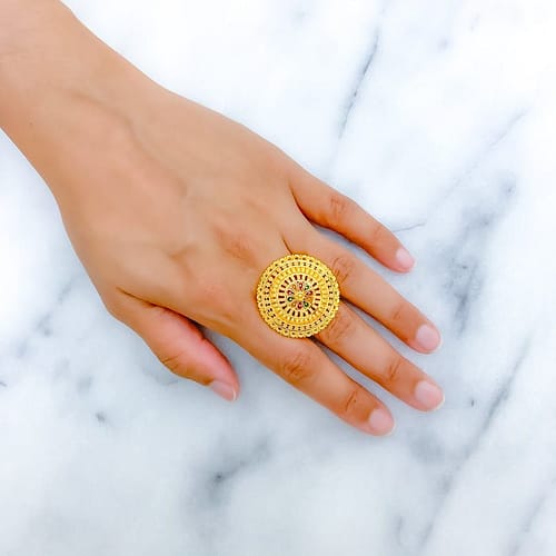 Decorative Dressy Enamel Flower Ring - Image 3