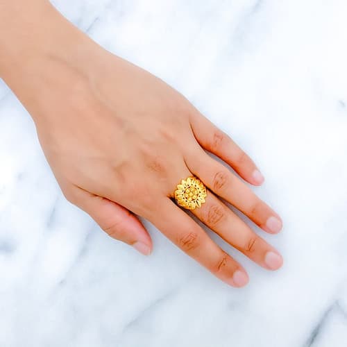Radiant Floral Leaf Ring - Image 3