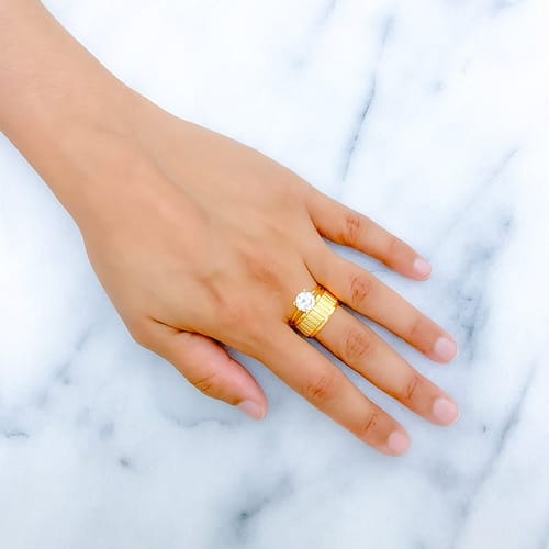 Stately Striped CZ Ring - Image 3